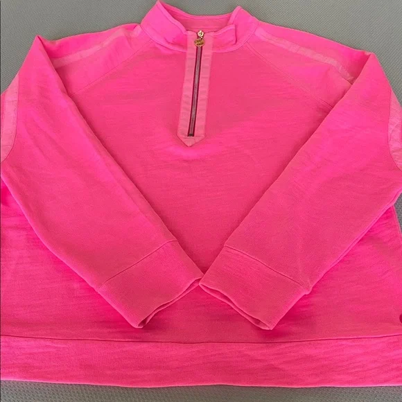 Lilly Pulitzer Pink Ashlee 1/2 Zip Cotton Sweatshirt Size Medium - Picture 9 of 11
